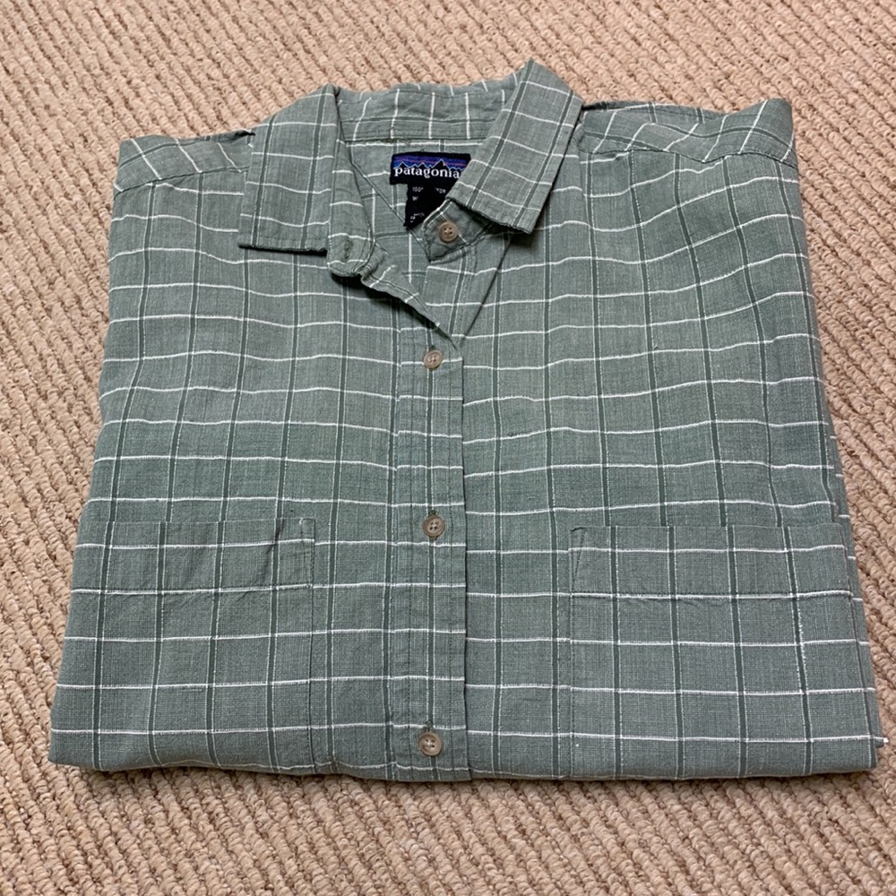 Vintage Patagonia Long Sleeved SHIRT Button Down Moss Madras Cotton Women’s S